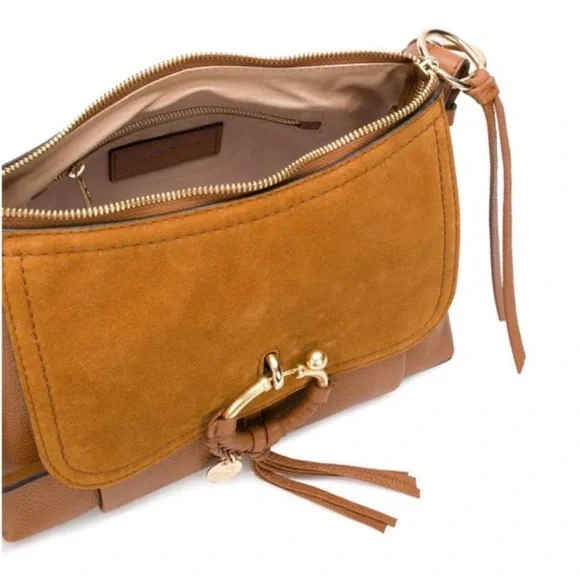 SEE BY CHLOE Joan Shoulder Bag Leather Suede Shoulder Crossbody Strap O-Ring